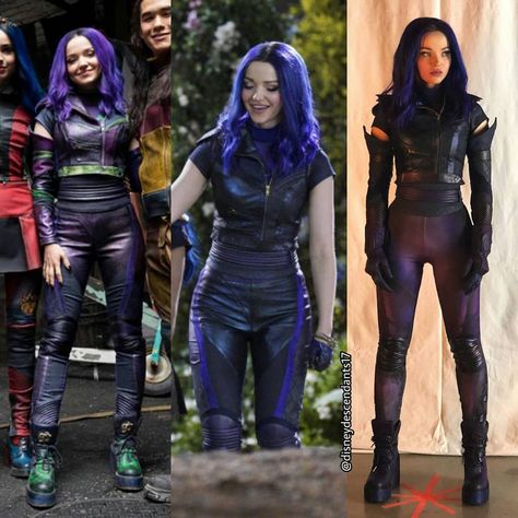 Descendants 3 on Instagram: “Which outfit is your favourite ? 🔥 I think the early version of Mal suit (the last one) is so dark and gorgeous ,I wish they have used it…” Mal Descendants 3 Outfit, Mal Descendants Outfit Ideas, Mal Descendants Outfit, Mal Outfits, Mal Cosplay, Mal Descendants Costume, Carlos Descendants, Cameron Boyce Descendants, Disney Descendants Dolls