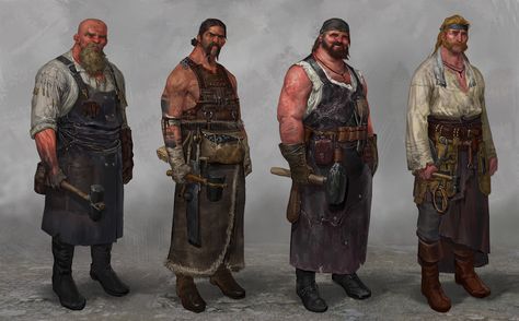 ArtStation - blacksmith NPC (WIP), Two B Medieval Peasant Art, Peasant Art, Concept Art Character, Atticus, Fantasy Warrior, Creature Concept, Character Portraits, Larp, Blacksmithing