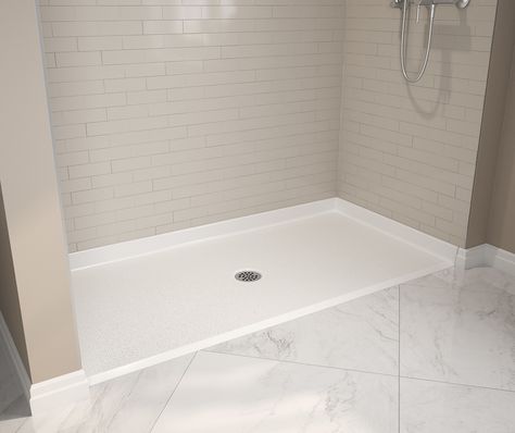 Outlook Base 4836 AcrylX Alcove Shower Base with Center Drain in White | Shower Base, Maax en-CA Barrier Free, Shower Bases, Shower Base, White Shower, Home Center, Bathtub Shower, Sink Accessories, Free Standing Bath Tub, Shower Doors