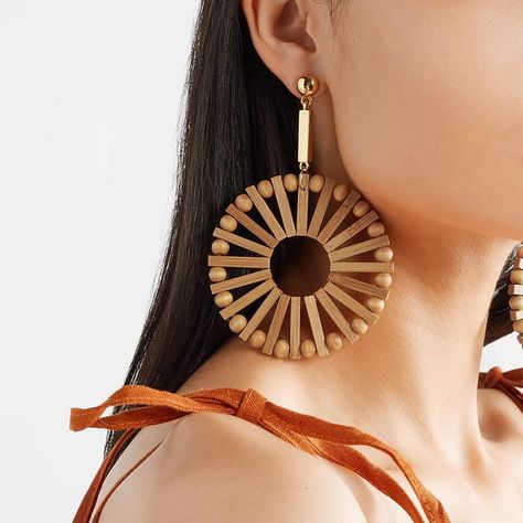 Lula Earrings – Siiostra Hollow Earrings, Bamboo Earrings, Earrings Making, Beach Earrings, Style Korea, Big Earrings, Wooden Earrings, Wood Earrings, Earrings Collection