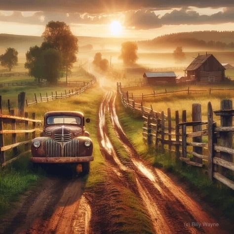 Country Scenery, Country Pictures, Road Drawing, Farm Pictures, Small Town America, Mountain Stream, Country Roads Take Me Home, Farm Art, Beautiful Photos Of Nature