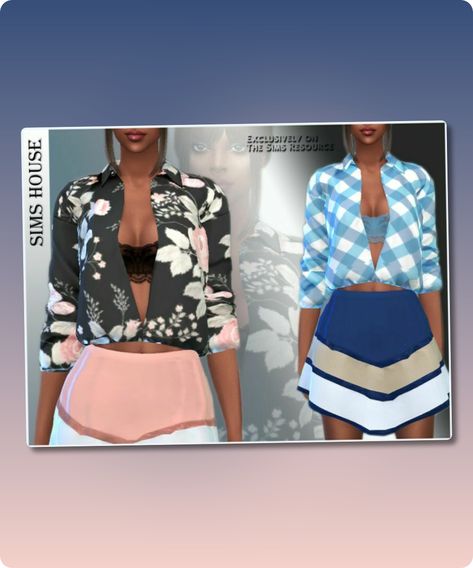 Sims 4 Clothing CC: Unbuttoned Printed Blouse Sims 4 Cc Download, Class Dress, Flower Girl Gown, Silk Evening Dress, Everyday Clothing, Printed Silk Blouses, Best Sims, Gowns For Girls, Silk Gown