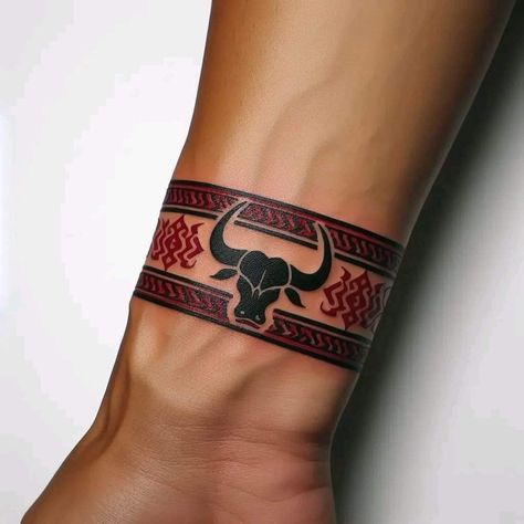 Bands Tattoo, Geometric Tattoo Hand, Wrist Band Tattoo, Taurus Tattoo, Armband Tattoos, Forearm Band Tattoos, X Tattoo, Bull Tattoos, Taurus Tattoos