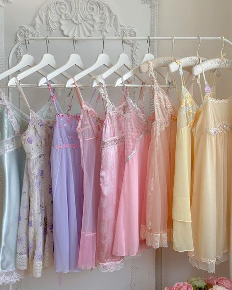 violette’s vintage lingerie. (@violettewears) • Instagram photos and videos Girly Lingerie, Lingerie Closet, Ethereal Goddess, Pastel Lingerie, Slip Dress Lingerie, Vintage Sleepwear, Feminine Clothes, Vintage Nightgown, Slip Dresses