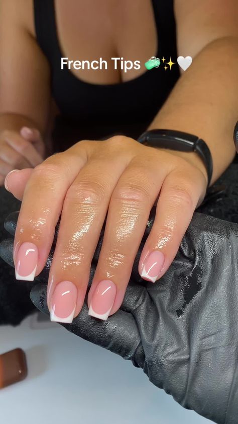 Short French Tip Nails, Gel Nails French, Overlay Nails, Work Nails, French Tip Acrylic Nails, Her Nails, Casual Nails, French Acrylic Nails, Short Square Acrylic Nails