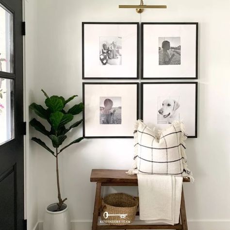 Just a little gallery wall inspiration for your feed today! How do you feel about gallery walls in the home? Our take on it: we LOVE them!! They can add such a personal and sleek look to a home. Would you put a gallery wall in your home? If so, where? Comment your answer(s) below! Tiny Entryway, Narrow Bench, Arrow Board, Bench For Entryway, Apartment Entryway, Cheap Wall Decor, Rustic Entryway, Entryway Wall Decor, Entryway Bench Storage