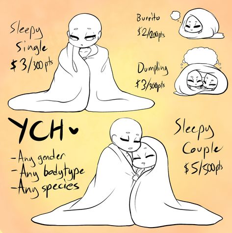 TEMP CLOSE - Sleepy YCH by PrettyPumpkinhead on DeviantArt Ych Poses, Reference Anime, Sleeping Pose, Sleeping Drawing, Couple Drawing, Drawing Body Poses, Couple Poses Reference, Drawing Quotes, Small Drawings