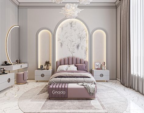 Luxury Girl Bedroom :: Behance Girl Bed Design, Teen Girl Room Ideas Aesthetic, Girl Room Ideas Aesthetic, Bedroom Interior Design Modern Master, Luxury Girl Bedroom, Neo Classical Bedroom, Teen Girl Room Ideas, Girl Room Aesthetic, Aesthetic Teen Girl