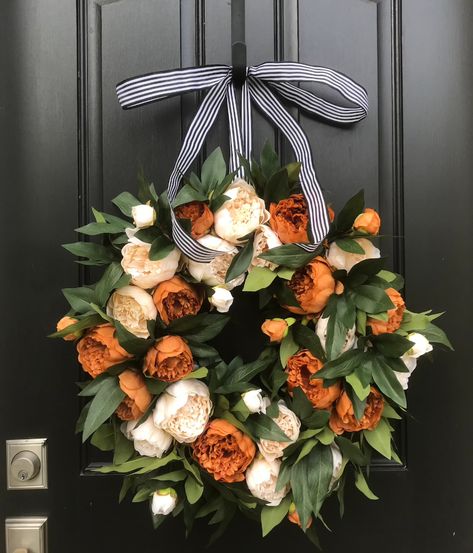 Fall Front Door Wreaths Coffee and Cream Premium Peony | Etsy Porch Front Door, Farmhouse Fall Wreath, Wreaths Fall, Autumn Wreaths For Front Door, Spring Front Door Wreaths, Door Porch, Front Door Porch, Spring Door Wreaths, Fall Front Door