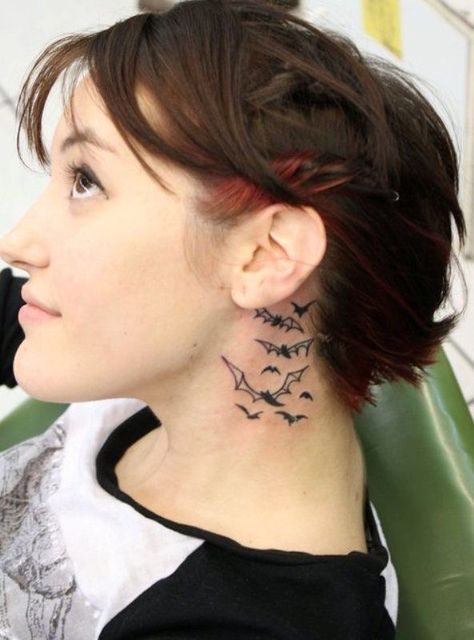 Bats Tattoo, Tattoos Behind Ear, Bat Tattoos, Bats Tattoo Design, Tattoo Behind Ear, Bat Tattoo, New Tattoo Designs, Witch Tattoo, Tattoo Designs For Girls