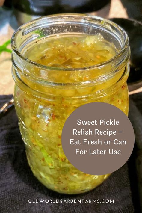 Making this sweet pickle relish is a great way to use up those cucumbers from your garden! Whether you make it to eat fresh on your burgers or hot dogs or whether you can it for later use, it's the perfect way to enjoy garden produce all year long! Sweet Relish Recipe Canning, Sweet Pickle Relish Recipe, Sweet Relish Recipe, Freezer Pickles, Pickle Relish Recipe, Hot Dog Relish, Sweet Pickle Relish, Refrigerator Pickles Dill, Sweet Relish