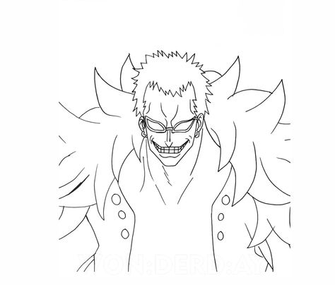 Doflamingo in One PIece Doflamingo Tattoo, One Piece Doflamingo, Face Sketch, One Piece Images, Coloring Sheets, Coloring Page, Tattoo Design, Flamingo, Coloring Pages