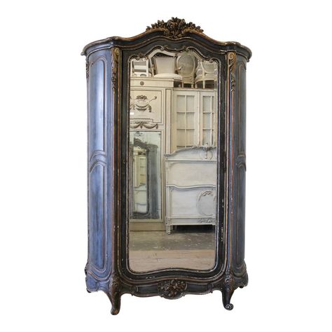 Mirrored Armoire, French Armoire, Antique Armoire, French Cottage, French Furniture, French Decor, Beveled Mirror, French Country Decorating, Single Doors