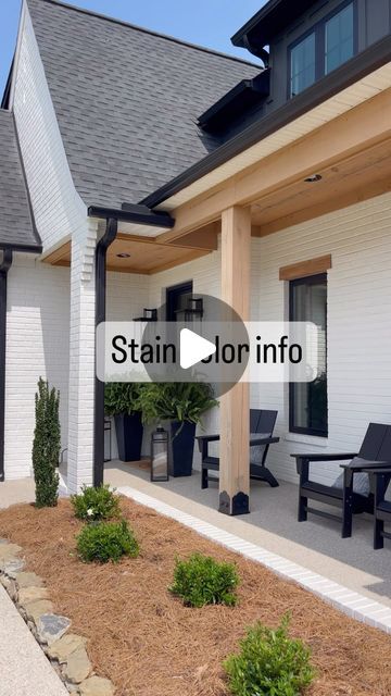 Diy Wood Beams Front Porch, Cypress Wood Stain Colors, Tongue And Groove Stain Colors, Porch Wood Stain, Cedar Posts Front Porch Stain Color, Tongue And Groove Patio Ceiling, Cedar Tongue And Groove Ceiling, Pine Tongue And Groove Ceiling Stain, Front Porch Stain Colors