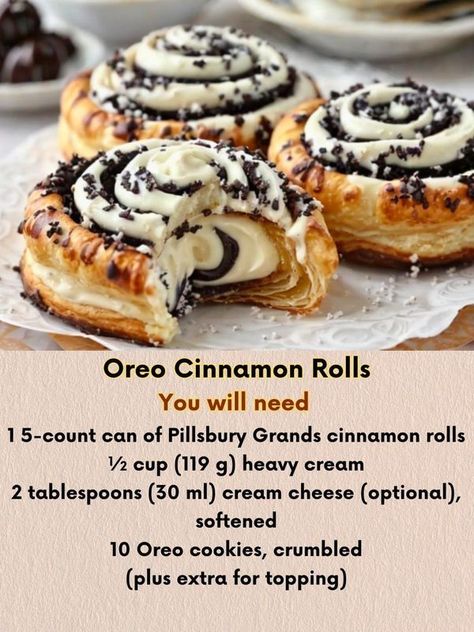 Oreo Cinnamon Rolls, Grands Cinnamon Rolls, Pillsbury Cinnamon Roll Recipes, Pillsbury Grands, Oreo Flavors, Strawberry Cookies, Cinnamon Rolls Homemade, Bread Recipes Sweet, Cinnamon Rolls Recipe