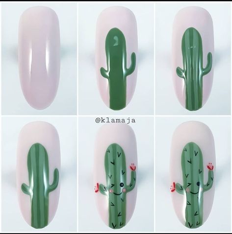 Cactus Nail Art, Succulent Nails, Fancy Nail Art, Fruit Nail Art, Country Nails, Magic Nails, Happy Nails, Gel Nails Diy, Basic Nails