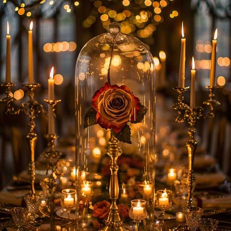 6+ Magical Beauty and the Beast Wedding Theme Inspirations • 333+ Art Images Beauty And The Beast Rose Centerpiece, Princess Theme Wedding Decor, Beauty And The Beast Rustic Wedding, Classy Beauty And The Beast Wedding, Beauty And The Beast Inspired Office, The Rose From Beauty And The Beast, Beauty And The Beast Wedding Backdrop, Beauty And The Beast Dinner Ideas, Beauty And The Beast Themed Party