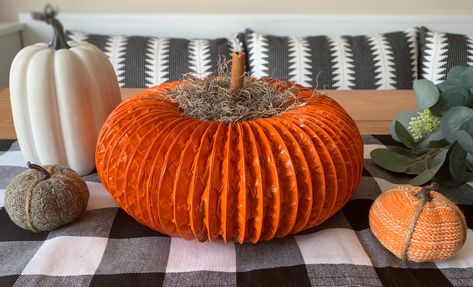 Who says you can only use aluminum ducts for dryer venting? See our how-to guide to create these adorable fall pumpkins! Makes a great centerpiece for your next gathering or Halloween party. Diy Pumpkins Crafts, Fun Diy Halloween Decorations, Vent Duct, Fall Pumpkin Crafts, Spray Paint Colors, Pumpkin Craft, Dryer Vent, Hot Apple Cider, Make Life Easier