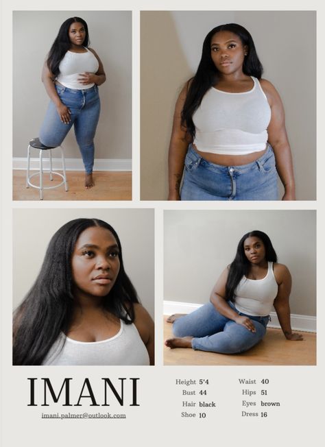 Modeling Portfolio Examples, Model Digitals Black Women, Comp Card Ideas Models, Model Headshots Portfolio, Plus Size Headshots, Model Casting Photos, Model Casting Outfit, Casting Photos, Modeling Digitals