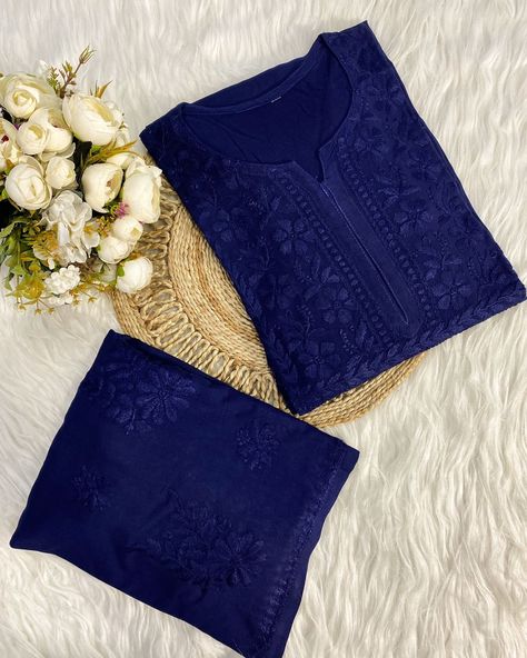 🌸1650/-SET PRICE 48 50 52 54 56 A plus-size dyed rayon Chikankari cord set typically includes a beautifully crafted top and bottom , The set is adorned with intricate Chikankari embroidery, The dyed fabric gives it a vibrant yet graceful appeal, while the cord set design adds a modern, coordinated look. Perfect for both casual and festive wear, offering a flattering fit for plus-size individuals. DETAILS 🪡 FABRIC - DYED RAYON KURTI LENGTH - 44 approx PLAZO LENGTH - 38 approx KURTI... Cord Set Design, Angrakha Kurti, Kashmiri Suits, Chikankari Embroidery, Rayon Kurti, Chikankari Suits, Anarkali Kurti, Short Kurti, Cord Set