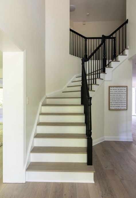 Painted Railing, Stair Paint, Staircase Ideas, Painted Stairs, House Color Schemes, House Color, Railing, House Colors, Home Remodeling