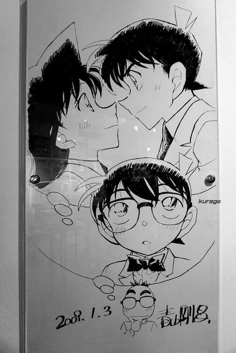 Manga Detective Conan, Shinichi Kudo, Pink Drawing, Ran And Shinichi, Conan Comics, Kid Detectives, Gosho Aoyama, Detective Conan Wallpapers, Kudo Shinichi