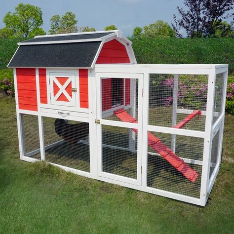 Tucker Murphy Pet™ Almarion Chicken Coop with Chicken Run For Up To 6 Chickens | Wayfair Chicken Coops Ideas, Chicken Coupe, Cheap Chicken Coops, Mobile Chicken Coop, Backyard Homestead, Walk In Chicken Coop, Gambrel Style, Nest Boxes, Poultry Cage