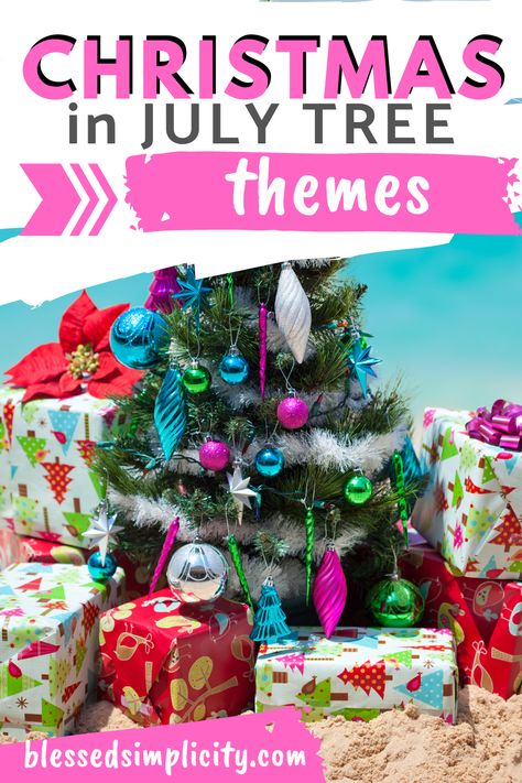 Decorating a Christmas in July Tree can be a fun project for the family. Use tone these fun ideas to decorate the perfect tree for your Christmas in July party. Christmas In June Party Ideas, Christmas In July Camping, Christmas In July Summer Camp Ideas, Christmas In July Birthday Party Kids, Christmas In July Party Ideas, Christmas In July Invitations, Christmas In July Decorations, July Holidays, July Party