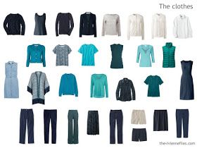 capsule wardrobe in navy, teal, and turquoise Capsules Wardrobe, Project 333, The Vivienne Files, Vivienne Files, Capsule Wardrobe Outfits, Winter Typ, Pack Light, Minimalist Capsule Wardrobe, Wardrobe Planning