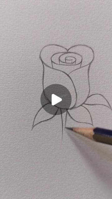 Easy Rose Drawing Step By Step, Pencil Crayon Art Drawings, How To Draw A Rose Step By Step Easy, Rose Drawing Simple Sketch, Simple Drawings Love, How To Draw A Rose Easy, Flower Art Drawing Sketches, Rose Drawing Simple Step By Step, Things To Draw Step By Step