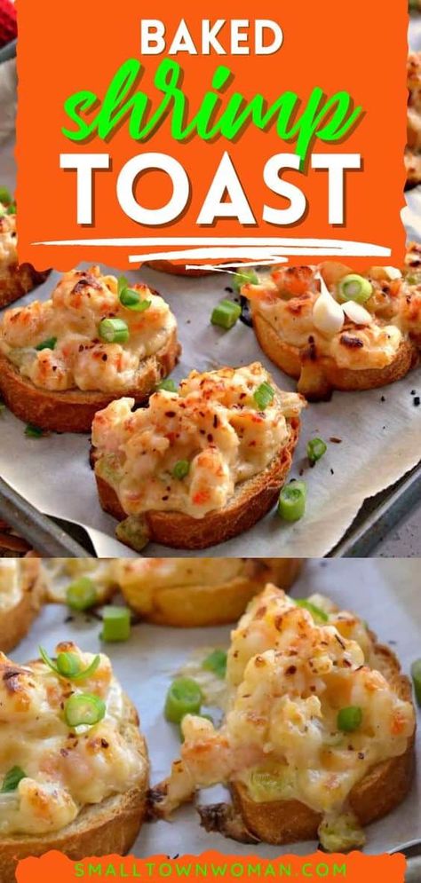 Baked Shrimp Toast, Easy Baked Shrimp, Super Bowl Party Food, Shrimp Appetizer Recipes, Shrimp Toast, Cajun Spice, Toasted Ravioli, Bowl Party Food, Shrimp Appetizers