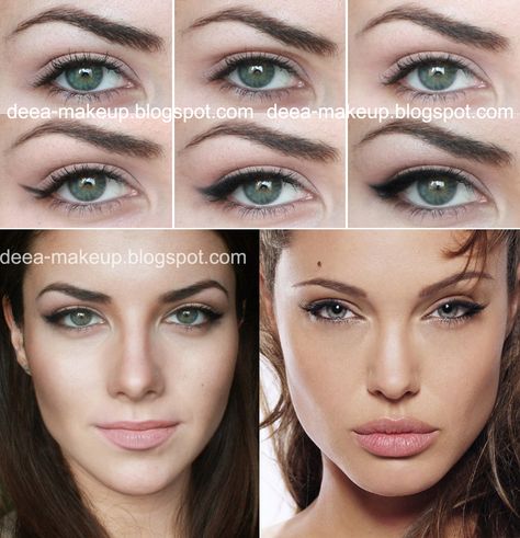 Angelina Jolie Inspired Make-up http://deea-makeup.blogspot.ro/2012/03/angelina-jolie-inspired-codita-perfecta.html Angelina Jolie Eyes, Angelina Jolie Makeup, Tutorial Eyeliner, Brunette Makeup, Beauty Beast, Makeup Tutorial Eyeliner, Swag Makeup, روتين العناية بالبشرة, Organic Makeup