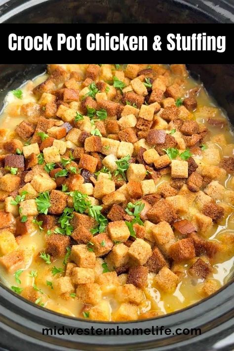 Chicken With Stuffing Casserole, Crock Pot Chicken And Stuffing, Chicken With Stuffing, Chicken Breast Casserole Recipes, Chicken And Stuffing, Creamy Chicken Soup, Stuffing Casserole, Crock Pot Chicken, Weeknight Dinner Recipes Easy