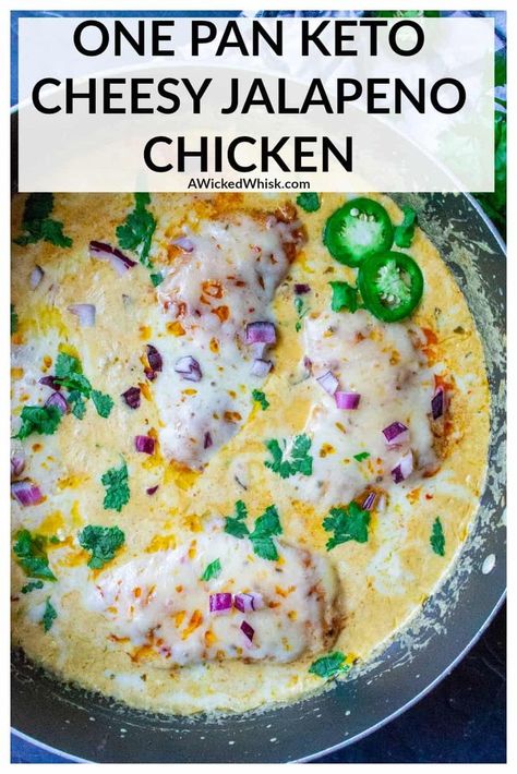 Tender seasoned chicken seared up then simmered in a spicy jalapeno sauce and smothered in melted cheese is ready in just 30 minutes! The ultimate one pan low carb, keto meal, this cheesy jalapeno chicken is perfect to serve over zucchini noodles, cauliflower rice or just on it's own. #cheesyjalapenochicken #jalapenochicken #jalapenochickenketo #cheesyjalapenochickenketo #cheesyjalapenochickencreamcheeses #lowcarbsmotheredjalapenochicken #ketojalapenochicken #ketojalapenochickenlowcarb Cheesy Jalapeño Chicken, Cheesy Jalapeno Chicken, Jalapeno Sauce, Jalapeno Chicken, Seasoned Chicken, Ground Beef Dishes, Easy Chicken Dinner Recipes, Keto Meal Prep, Keto Recipes Dinner