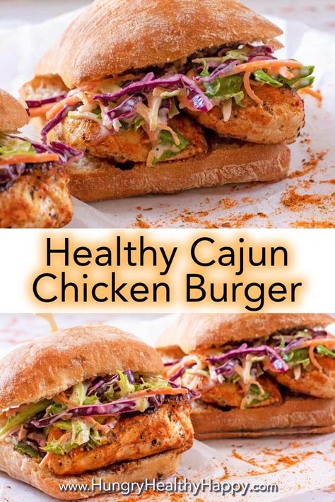 If you are looking for a lean burger this BBQ season, then chicken burgers are the way to go! Don't stick with a plain chicken burger when you can have this Cajun Chicken Burger. It's smoky, zesty and has a little bit of a kick to it. Pair is with some creamy slaw for a burger that will go down a storm at any BBQ. #burger #cajunburger #chickenburger #soulfood Gourmet Chicken Burgers, Cajun Chicken Burger Recipe, Best Chicken Burgers, Healthy Chicken Burger Recipes, Chicken Burger Recipe Healthy, Cajun Burger, Cajun Chicken Sandwich, Bbq Chicken Burgers, Handmade Burgers