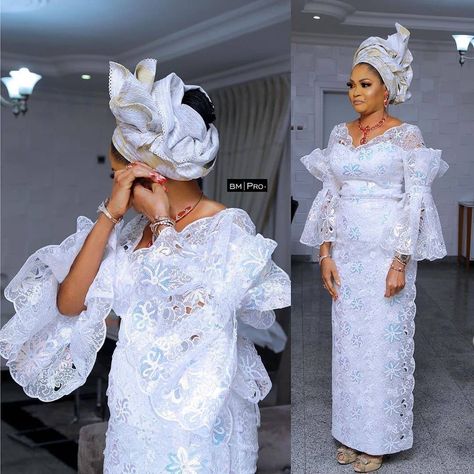 White Lace Dress Styles, White Lace Dress Styles Nigerian, Lace Dress Styles Nigerian, Lace Blouse Styles, Aso Ebi Lace Styles, Lace Dress Classy, Nigerian Outfits, Nigerian Lace Styles Dress, Nigerian Lace Styles