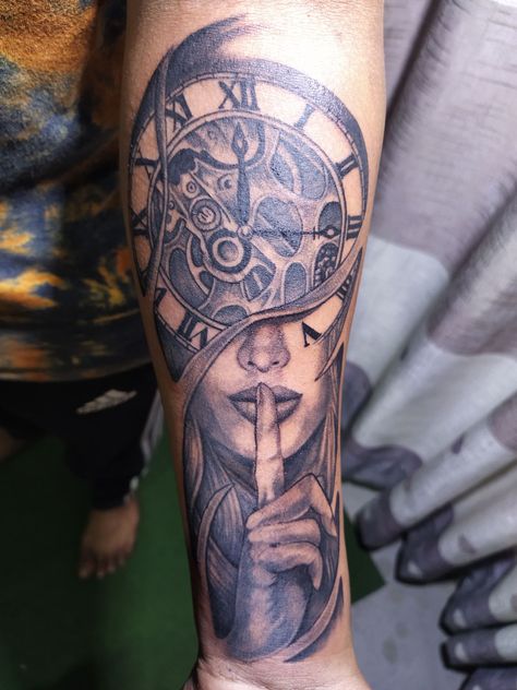 Shush Tattoo, Shhh Tattoo, Mechanical Tattoo, Girl Finger Tattoos, Tattoo 2024, Shin Tattoo, Mechanic Tattoo, Clock Tattoo Design, Fire Tattoo