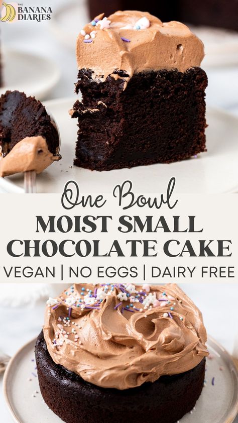 Small Batch Chocolate Cake, Chocolate Cake No Eggs, Cake No Eggs, Small Chocolate Cake, Vegan Gluten Free Desserts, Vegan Baking Recipes, Vegan Chocolate Cake, Vegan Cake Recipes, Dairy Free Milk