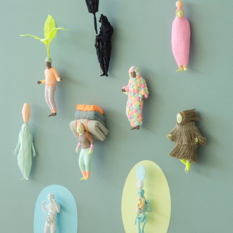 Dressed in Soft Cushions and Bulbous Garb, Colorful Personas Emerge from Frode Bolhuis' Daily Sculpture Project — Colossal Origami Fish, Affordable Aesthetic, Studio Wall, Sculpture Projects, Colossal Art, Clay Wall, Visual Culture, Colourful Cushions, Handmade Lamps