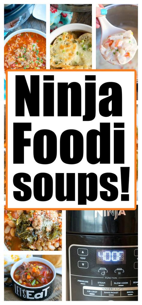 Easy Ninja Foodi soup recipes with chicken, beef, ground sausage or vegetarian! Lots of pressure cooker soups to choose from you'll love. #ninjafoodisoup #ninjafoodirecipes Ninja Foodi Soups, Ninja Foodi Soup Recipes, Chicken Noodle Soup Gluten Free, Soup Recipes With Chicken, Food Ninja, Easy Cabbage Recipes, Ninja Cooking System Recipes, Easy Pressure Cooker Recipes, Recipes With Chicken