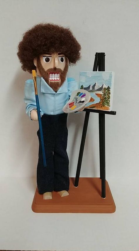 Bob Ross Nutcracker! My Blog about the Really Cool Nutcrackers I make. A small garage business that makes Custom Nutcrackers, Traditional Nutcrackers, Holiday Nutcrackers Zombie Nutcracker, Nutcracker Funny, Funny Nutcracker, Garage Business, Nutcracker Characters, Nutcracker Collection, Nutcracker Christmas Decorations, Small Garage, Diy Ornaments