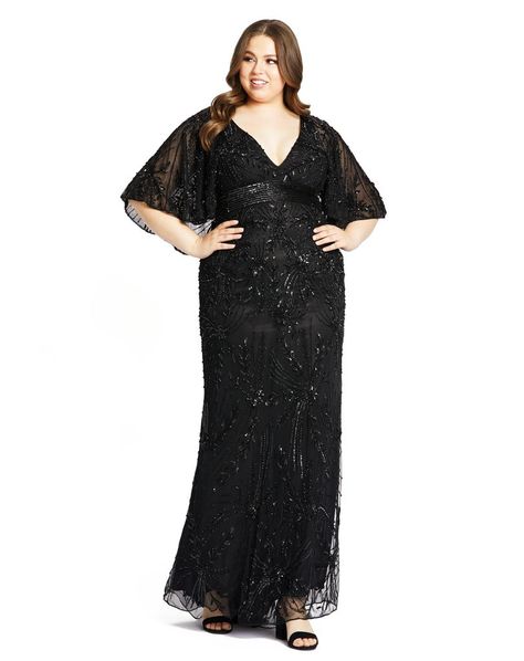 Vintage Flounce Sleeve Evening Dress Cape Sleeve Dress, Beaded Cape, Mac Duggal Dress, Figure Flattering Dresses, Plus Size Gowns, Exquisite Gowns, Mac Duggal Dresses, Evening Dresses With Sleeves, Plus Size Formal Dresses