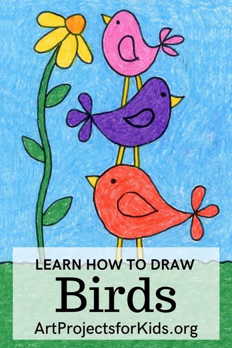 Learn how to draw simple Birds with an easy step-by-step PDF tutorial. #howtodraw #tutorial #drawing #drawingtutorial #arttutorial #artprojectsforkids #howtodrawforkids #birds How To Draw A Bird Step By Step Easy, How To Draw Spring, Kirby Simple, How To Draw Birds Easy, Draw Birds Easy, How To Draw A Bird, Draw A Bird Easy, Bird Drawing For Kids, How To Draw Birds