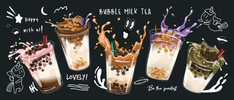 Bubble milk tea design collection,Pearl milk tea , Boba milk tea, Yummy drinks, coffees with doodle style banner, Vector illustration. 2876937 Vector Art at Vecteezy Milk Tea Design, Tea Store Design, Milk Tea Boba, Pearl Milk Tea, Thai Milk Tea, Tea Cup Design, Bubble Tea Shop, Pearl Tea, Tea Logo