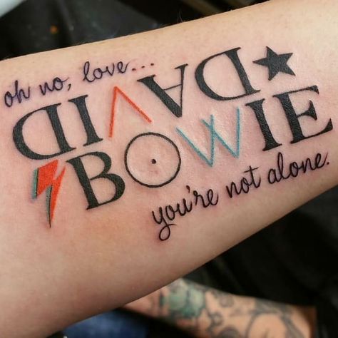 Photo by (ladyloliastardust) on Instagram While My Guitar Gently Weeps Tattoo, Bowie Tattoo Ideas, David Bowie Tattoo Ideas, David Bowie Lyrics, David Bowie Tattoo, Bowie Labyrinth, Lyrics Tattoo, Henna Inspired Tattoos, Tatoo Inspiration