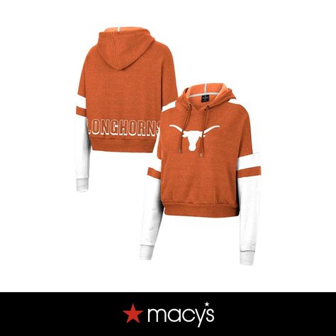 in stock Arch Logo, Orange Texas, Cropped Pullover, Texas Longhorns, Team Colors, Rib Knit, Pullover Hoodie, Arch, In Store