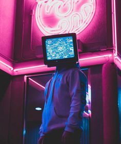 Tv Head Aesthetic, Picture Tv, Head Aesthetic, Tv Head, Profile Picture, I Hope, Computer, Neon, Tv