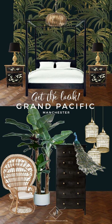 Grand Pacific Get The Look - Colonial Tropical Southeast Asian design moodboard Colonial Bedroom, Eclectic Glam, Tropical Interiors, Tropical Interior Design, British Colonial Decor, Tropical Interior, Colonial Interior, Tropical Bedrooms, Living Tv