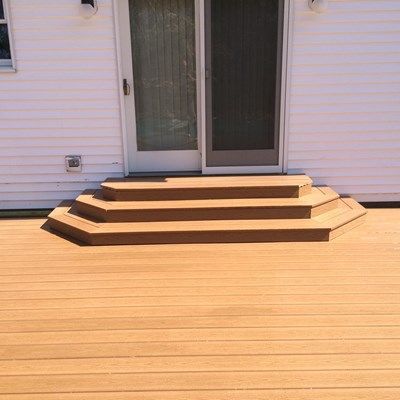 Deck Picture in Ground Level Deck with Steps. - Picture 3186 Platform Steps For Deck, Steps Down To Deck From House, Ground Level Deck Ideas, Deck With Steps, Dream Architecture, Landscaping Around Deck, Ground Level Deck, Platform Deck, Patio Stairs