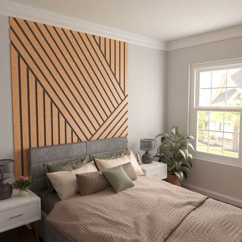 PCI Enterprises Adjustable Wood Slat Wall Panel Kit & Reviews | Wayfair Slat Wall Panel, Wooden Accent Wall, Wood Slat Wall, Focal Wall, Interior Design Elements, Accent Wall Bedroom, Boho Bedroom Decor, Dressing Room Design, Wood Panel Walls